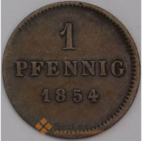 Германия - Бавария 1 пфенниг 1854 КМ797 XF арт. 40211