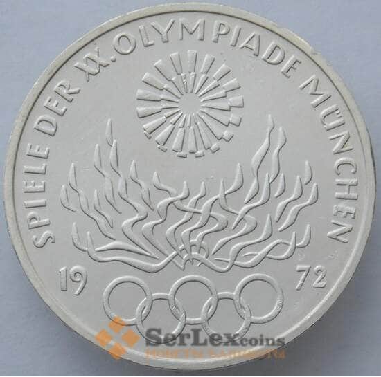 Германия 10 марок 1972 F КМ135 BU Серебро Олимпиада Мюнхен'72 - Факел (J05.19) арт. 14879