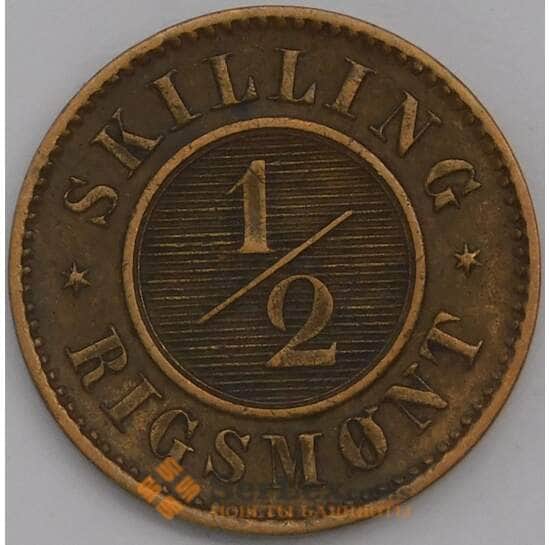 Дания монета 1/2 скиллинга 1857 КМ767 XF арт. 42248