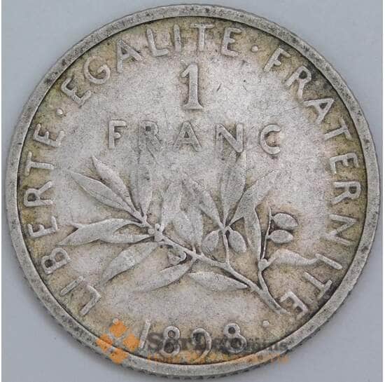 Франция 1 франк 1898 КМ844 VF арт. 57397