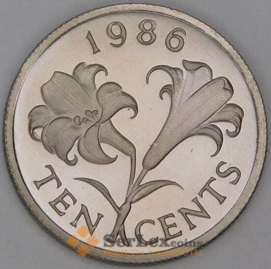 Бермуды 10 центов 1986 КМ46 Proof арт. 54058