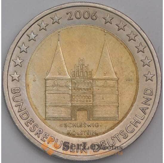 Германия монета 2 евро 2006 КМ253 aUNC Голштинские ворота в Любеке арт. 42265