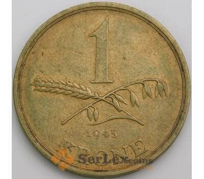 Монета Дания 1 крона 1945 КМ835 VF арт. 12999