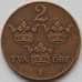 Монета Швеция 2 эре 1927 КМ778 VF (J05.19) арт. 16743