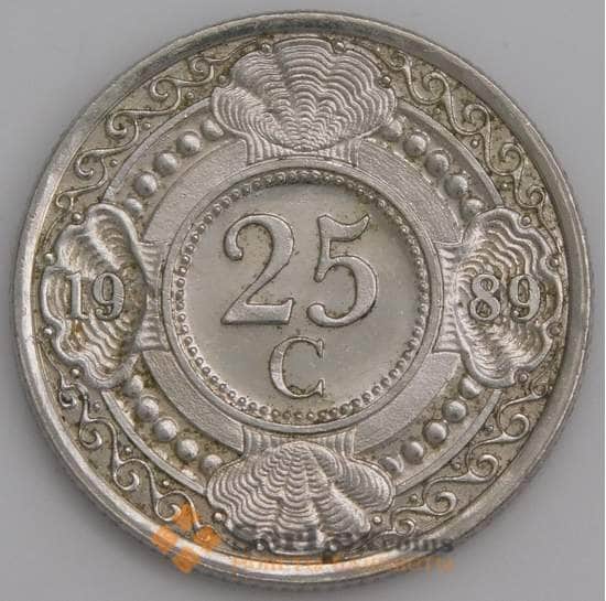 Нидерландские Антиллы монета 25 центов 1989 КМ35 BU арт. 46185