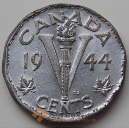 Канада 5 центов 1944-1945 КМ40а VF арт. 7113