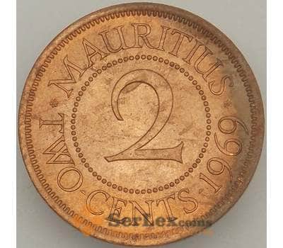 Монета Маврикий 2 цента 1969 КМ32 aUNC (J05.19) арт. 18619