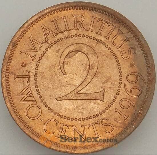 Маврикий 2 цента 1969 КМ32 aUNC (J05.19) арт. 18619