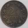 Нидерланды монета 2 1/2 цента 1877 КМ108 VF арт. 43385