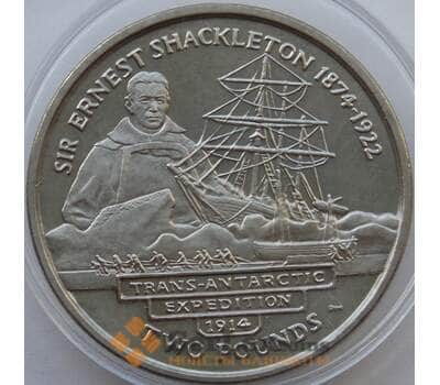 Монета Южная Джорджия и Южные Сэндвичевы острова 2 фунта 2004 BU Эрнест Генри Шеклтон арт. 13657