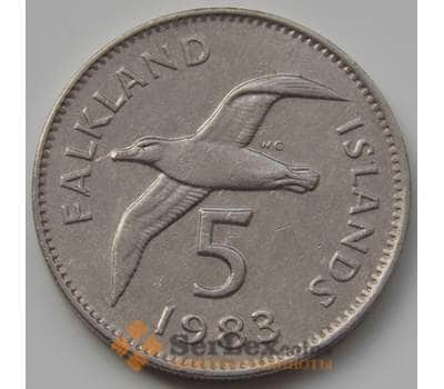 Монета Фолклендские острова 5 пенсов 1983 КМ4.1 XF арт. 6708