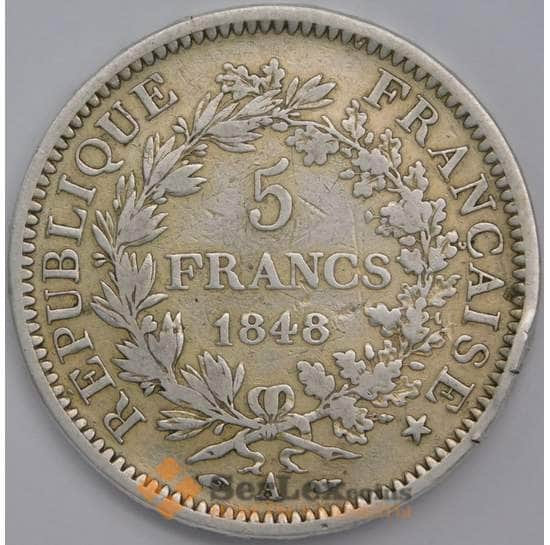 Франция монета 5 франков 1848 КМ756 VF арт. 41911