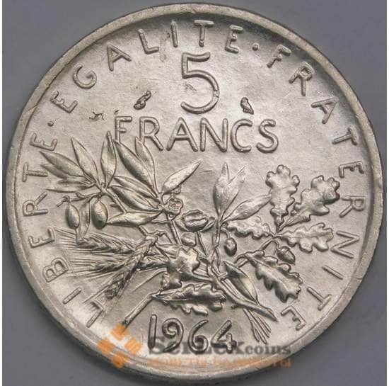 Франция 5 франков 1964 КМ926 UNC  арт. 40635