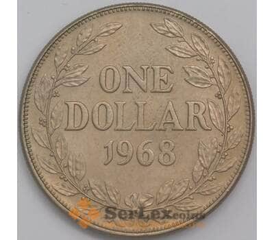 Либерия монета 1 доллар 1968 КМ18а.2 aUNC арт. 42730