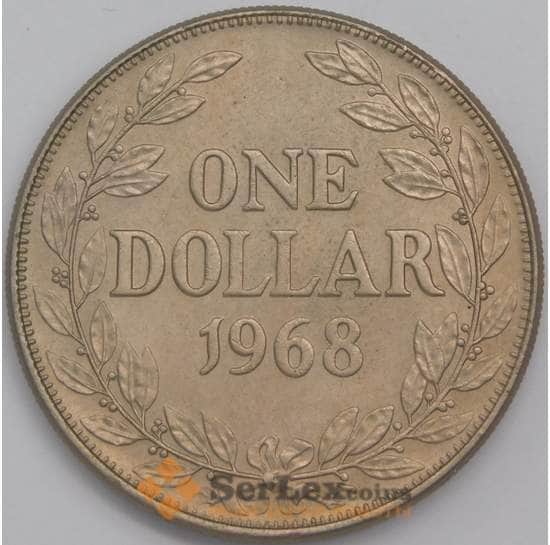 Либерия монета 1 доллар 1968 КМ18а.2 aUNC арт. 42730