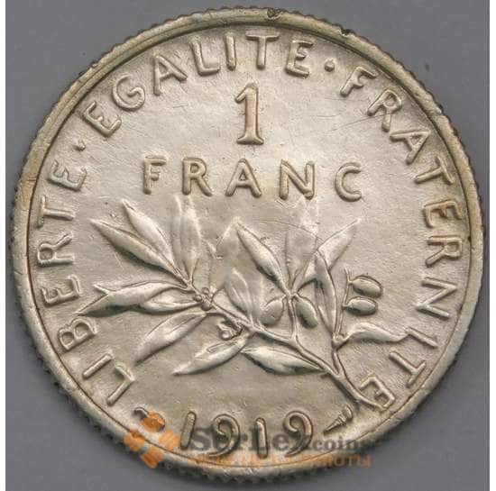 Франция 1 франк 1919 КМ844.1 XF арт. 40641