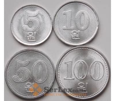 Монета Северная Корея набор 5 - 10 - 50 - 100 вон 2005 UNC арт. 8104