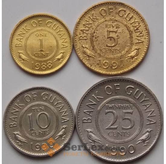 Гайана набор 1 - 5 - 10 - 25 центов 1988-1991 КМ31-34 aUNC  арт. 8106