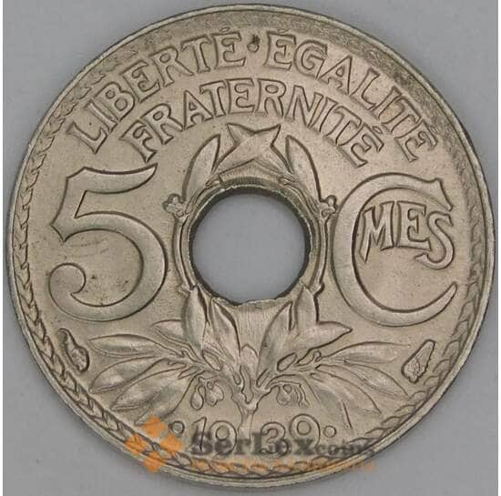 Франция 5 сантимов 1939 КМ975а UNC арт. 54090