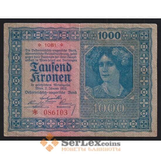 Австрия 1000 крон 1922 Р78 VF арт. 51903