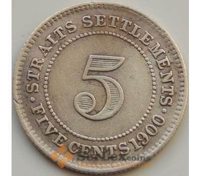 Монета Стрейтс Сеттлментс 5 центов 1900 КМ20 VF арт. 8383