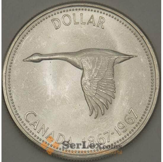 Канада 1 доллар 1967 КМ70 BU Серебро 100 лет Конфедерации Канада (n17.19) арт. 21640