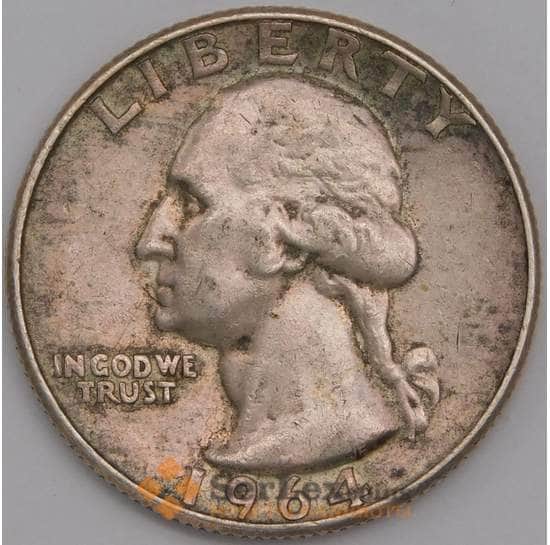 США монета 1/4 доллара 1964 КМ164 XF арт. 43138