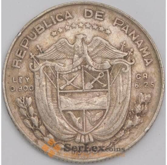 Панама монета 1/4 бальбоа 1953 КМ19  50 лет независимости XF арт. 41288