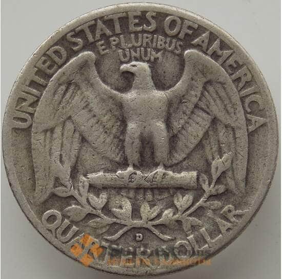 США 25 центов квотер 1952 D KM164 VF арт. 12273