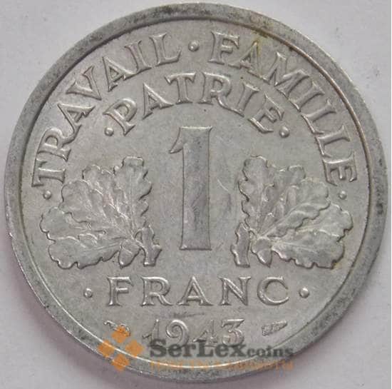 Франция 1 франк 1943 КМ902 XF Немецкая оккупация (J05.19) арт. 17767