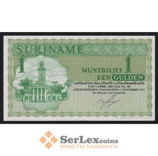Суринам 1 гульден 1960 (1974) Р116d UNC арт. 53656