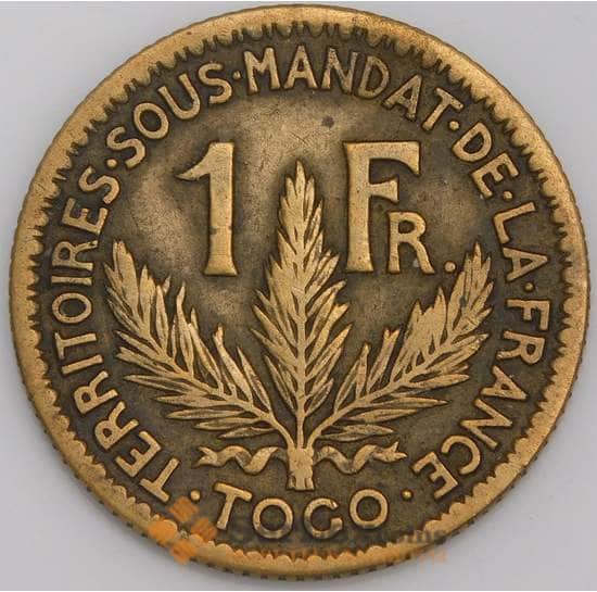 Того монета 1 франк 1924 КМ2 VF арт. 45887