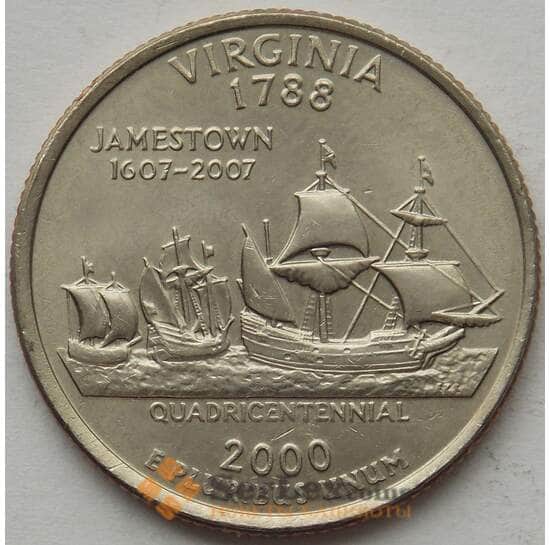США 25 центов 2000 D КМ309 UNC Виргиния (J05.19) арт. 15820