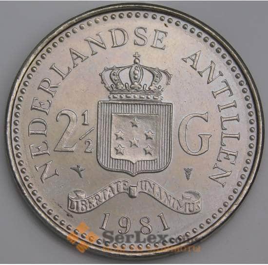 Нидерландские Антиллы монета 2 1/2 гульдена 1981 КМ25 UNC арт. 46254