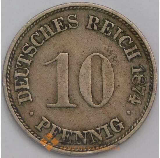 Германия 10 пфеннингов 1874 G КМ4 XF арт. 38947