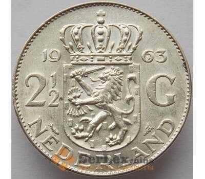 Монета Нидерланды 2 1/2 гульдена 1963 КМ185 aUNC Серебро (J05.19)  арт. 15096
