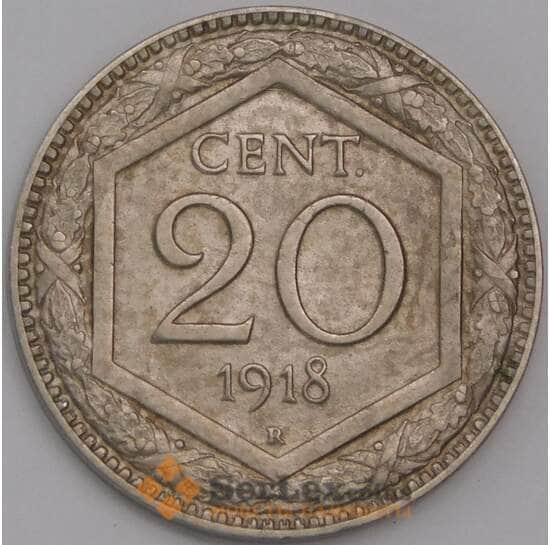 Италия 20 чентезимо 1918 КМ58 AU арт. 41701