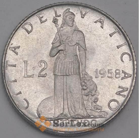 Ватикан монета 2 лиры 1958 КМ50 UNC арт. 42430