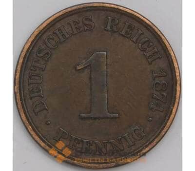 Германия монета 1 пфенниг 1874 А КМ1 XF  арт. 43455