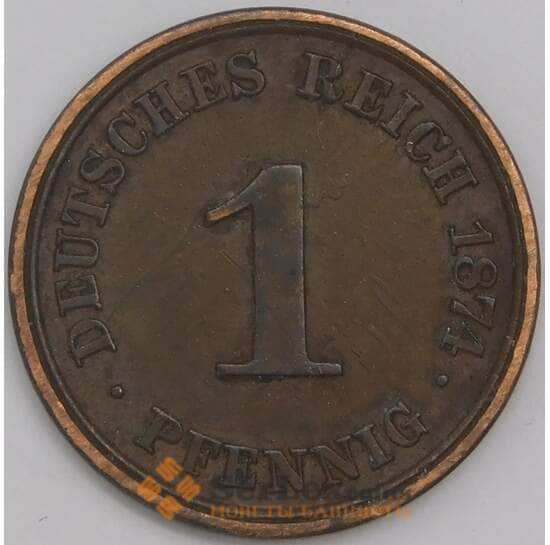 Германия монета 1 пфенниг 1874 А КМ1 XF  арт. 43455