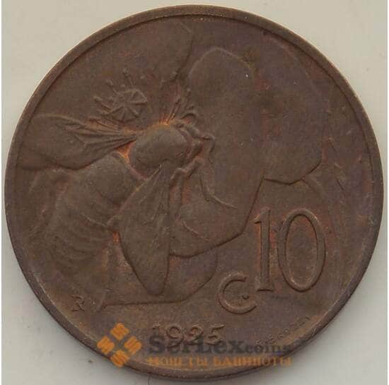 Италия 10 чентезимо 1924 КМ60 AU арт. 13073