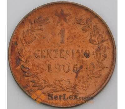 Италия монета 1 чентезимо 1905 КМ35 VF арт. 48779