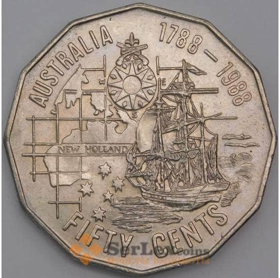 Австралия монета 50 центов 1988 KM99 UNC  арт. 43807