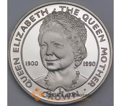 Монета Гибралтар 1 крона 1990 КМ46 Proof 90 лет Королева-мать арт. 40688