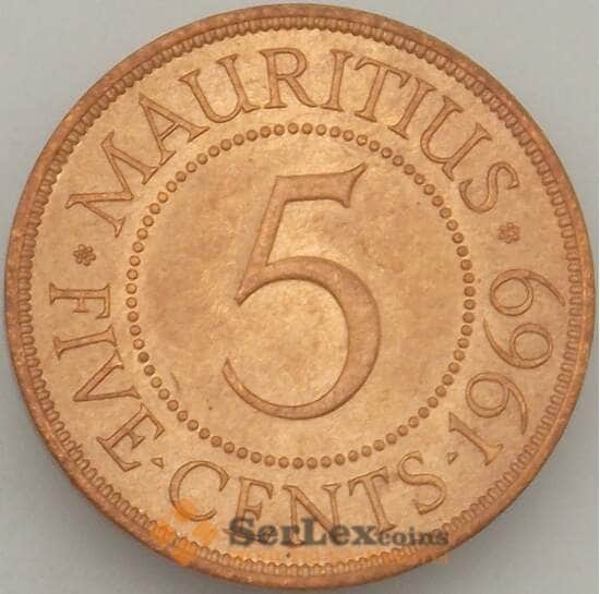 Маврикий 5 центов 1969 КМ34 UNC (J05.19) арт. 18108