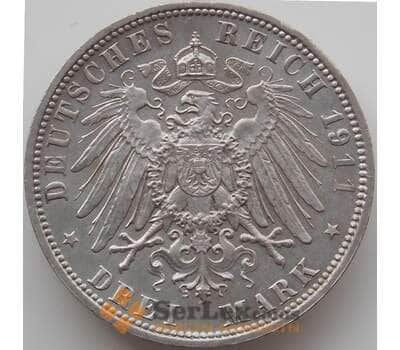 Монета Германия 3 марки 1911 D КМ998 XF Бавария арт. 12223