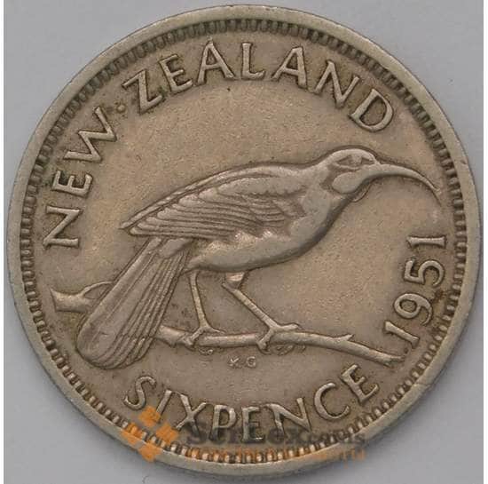 Новая Зеландия 6 пенсов 1951 КМ16 XF арт. 40057