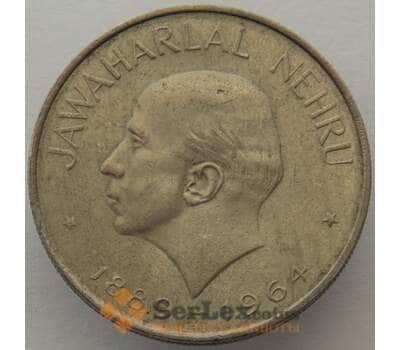 Монета Индия 1 рупия 1964 КМ76 AU Смерть Джавахарлала Неру (J05.19) арт. 15753
