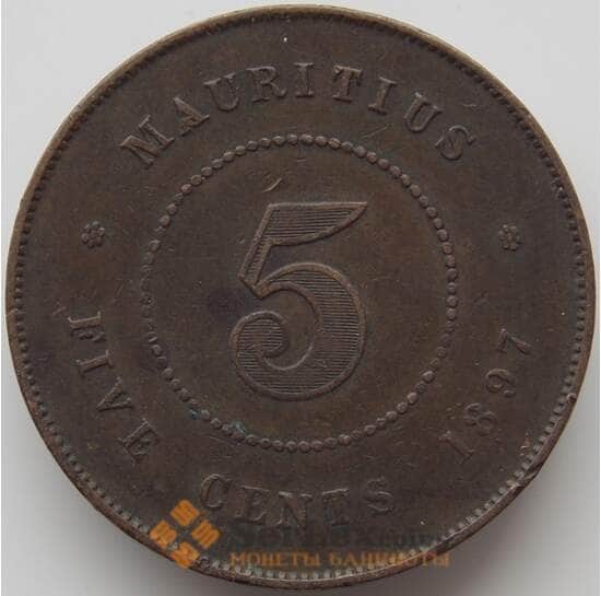 Маврикий 5 центов 1897 КМ9 VF арт. 11437