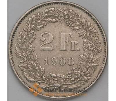 Монета Швейцария 2 франка 1988 КМ21а XF арт. 22691